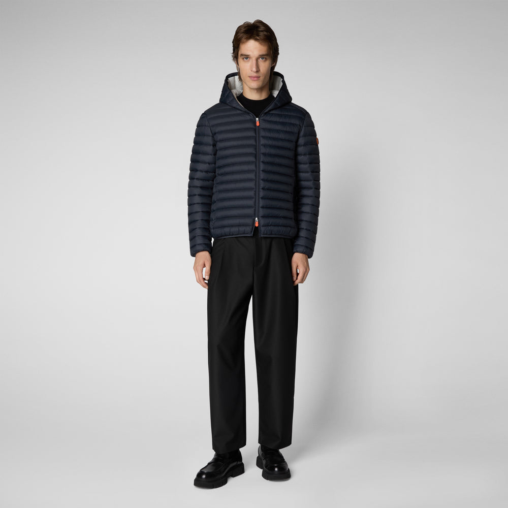 Save the duck PIUMINO ANIMAL FREE CON CAPPUCCIO UOMO DONALD GRIGIO NERO