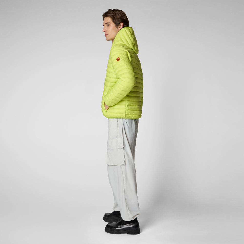 Save The Duck PIUMINO ANIMAL FREE CON CAPPUCCIO UOMO DONALD VERDE LIME