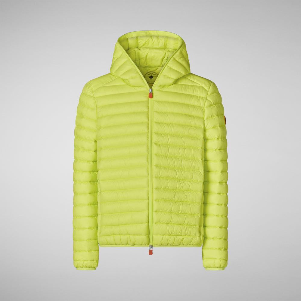 Save The Duck PIUMINO ANIMAL FREE CON CAPPUCCIO UOMO DONALD VERDE LIME