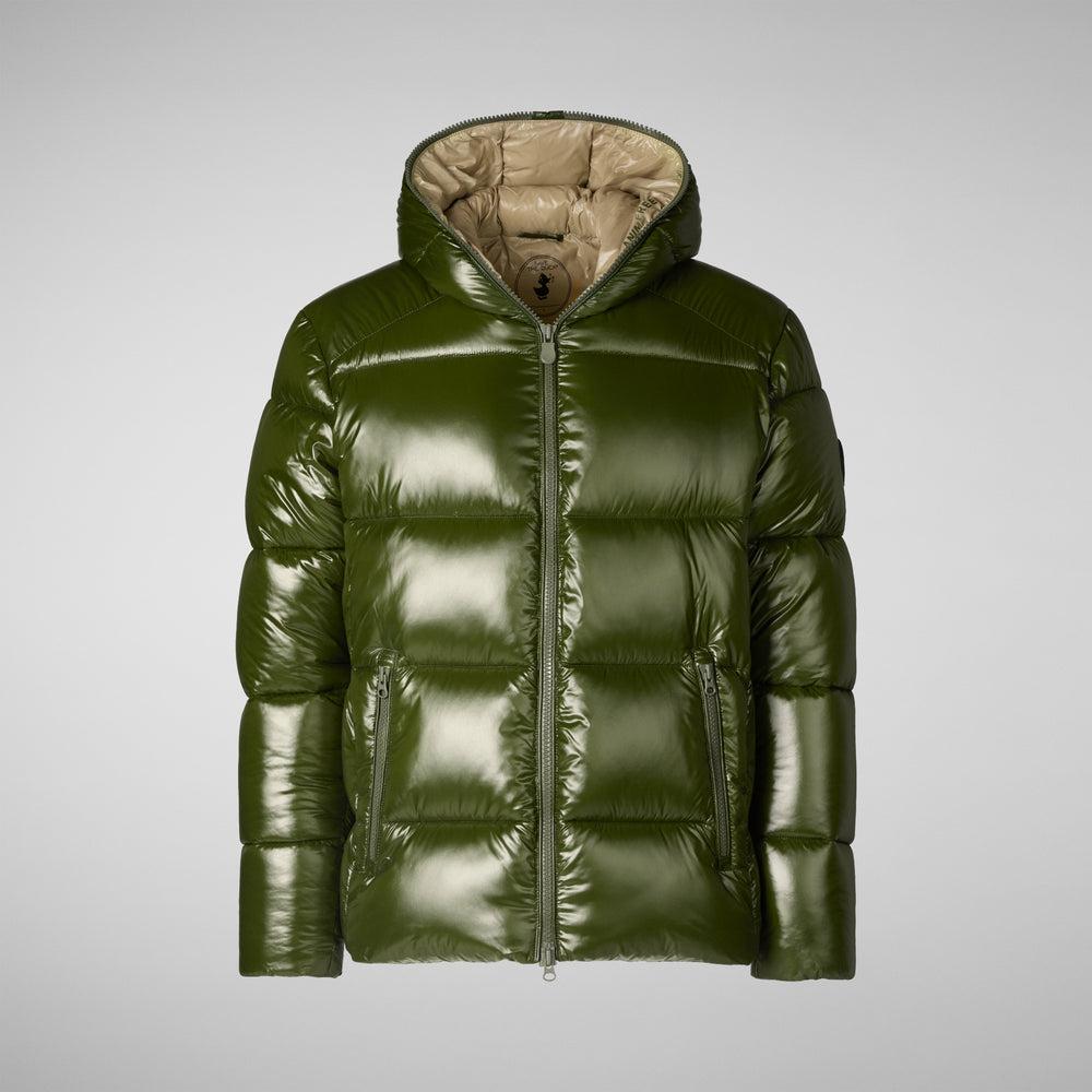 Save The Duck PIUMINO ANIMAL FREE CON CAPPUCCIO UOMO EDGARD VERDE BOSCO