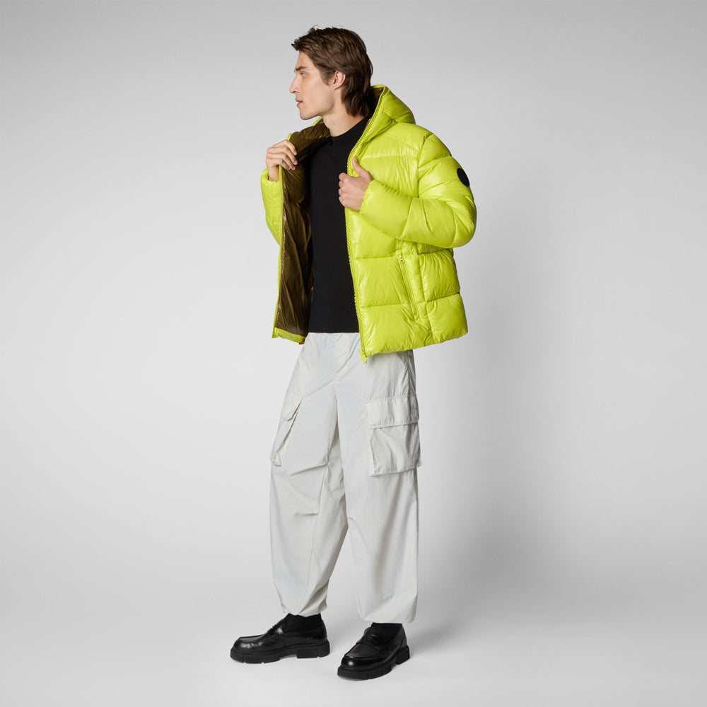 Save The Duck PIUMINO ANIMAL FREE CON CAPPUCCIO UOMO EDGARD VERDE LIME