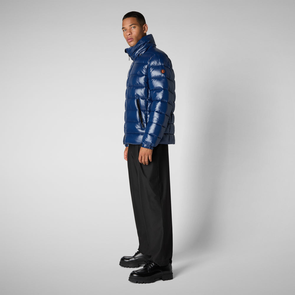 Save The Duck PIUMINO ANIMAL FREE CON CAPPUCCIO UOMO FLORIAN BLU INCHIOSTRO