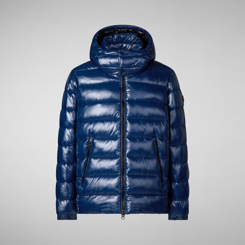 Save The Duck PIUMINO ANIMAL FREE CON CAPPUCCIO UOMO FLORIAN BLU INCHIOSTRO