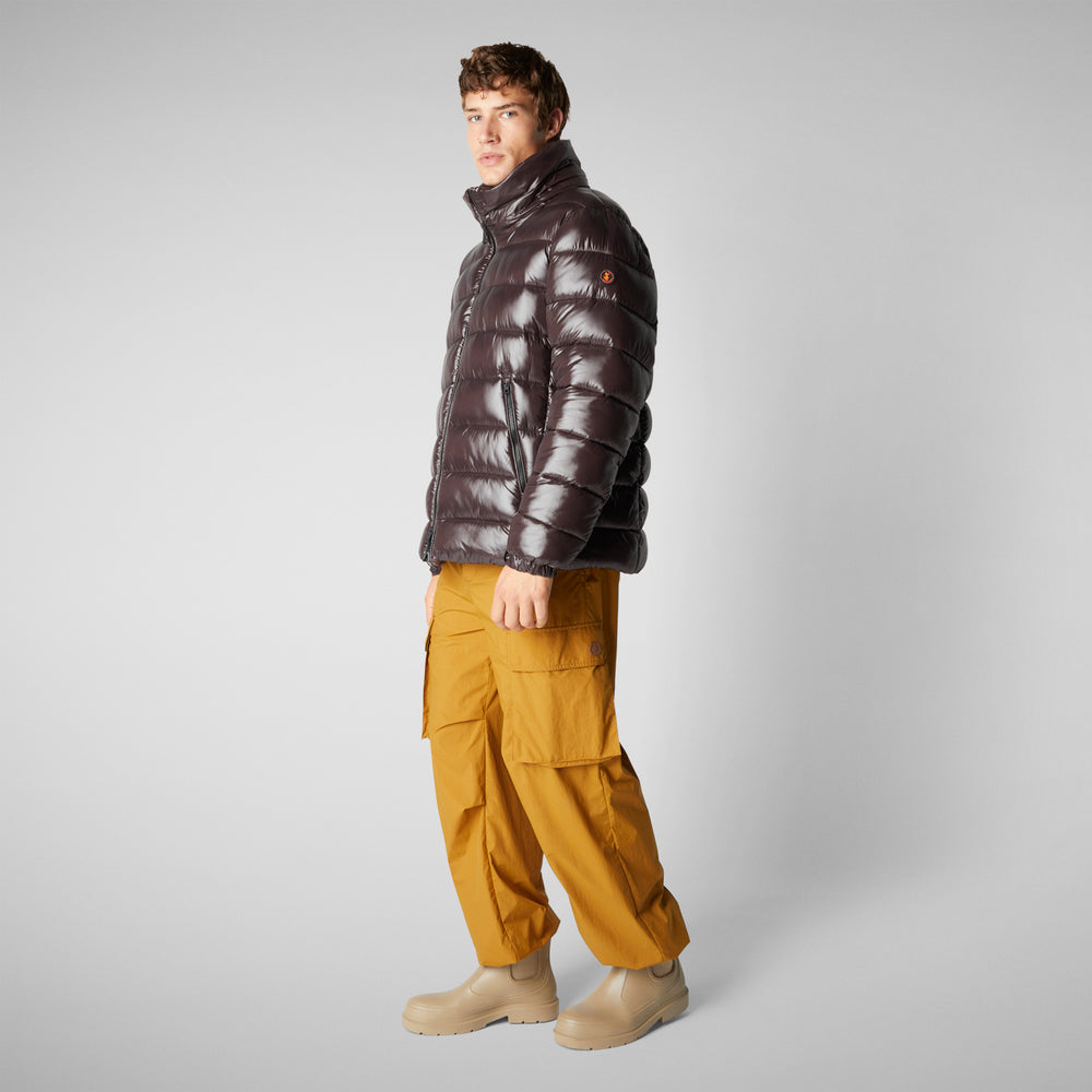 Save The Duck PIUMINO ANIMAL FREE CON CAPPUCCIO UOMO FLORIAN MARRONE NERO