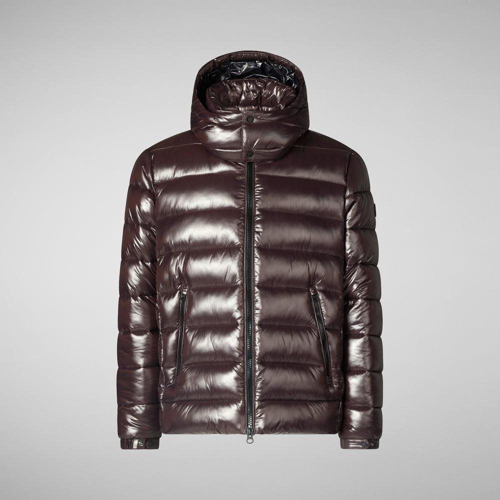 Save The Duck PIUMINO ANIMAL FREE CON CAPPUCCIO UOMO FLORIAN MARRONE NERO