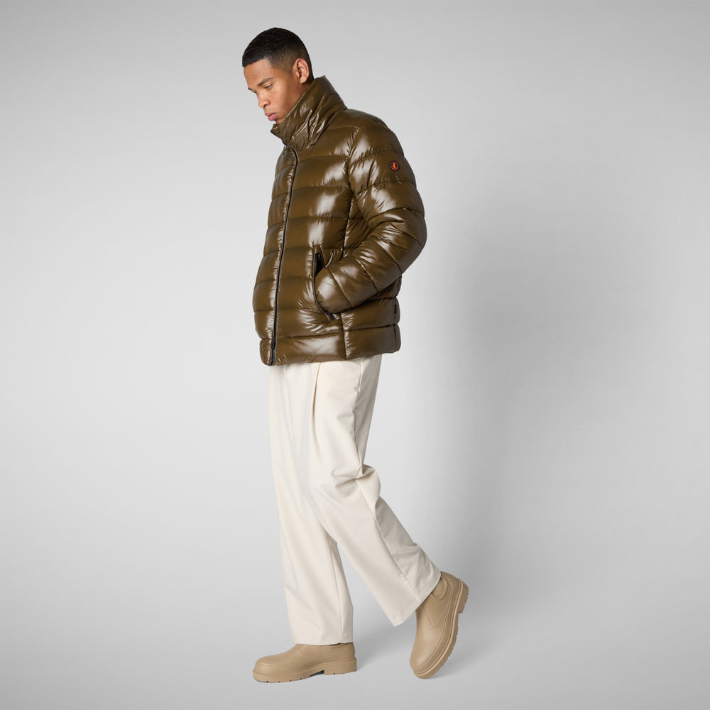 Save The Duck PIUMINO ANIMAL FREE CON CAPPUCCIO UOMO FLORIAN VERDE CORTECCIA