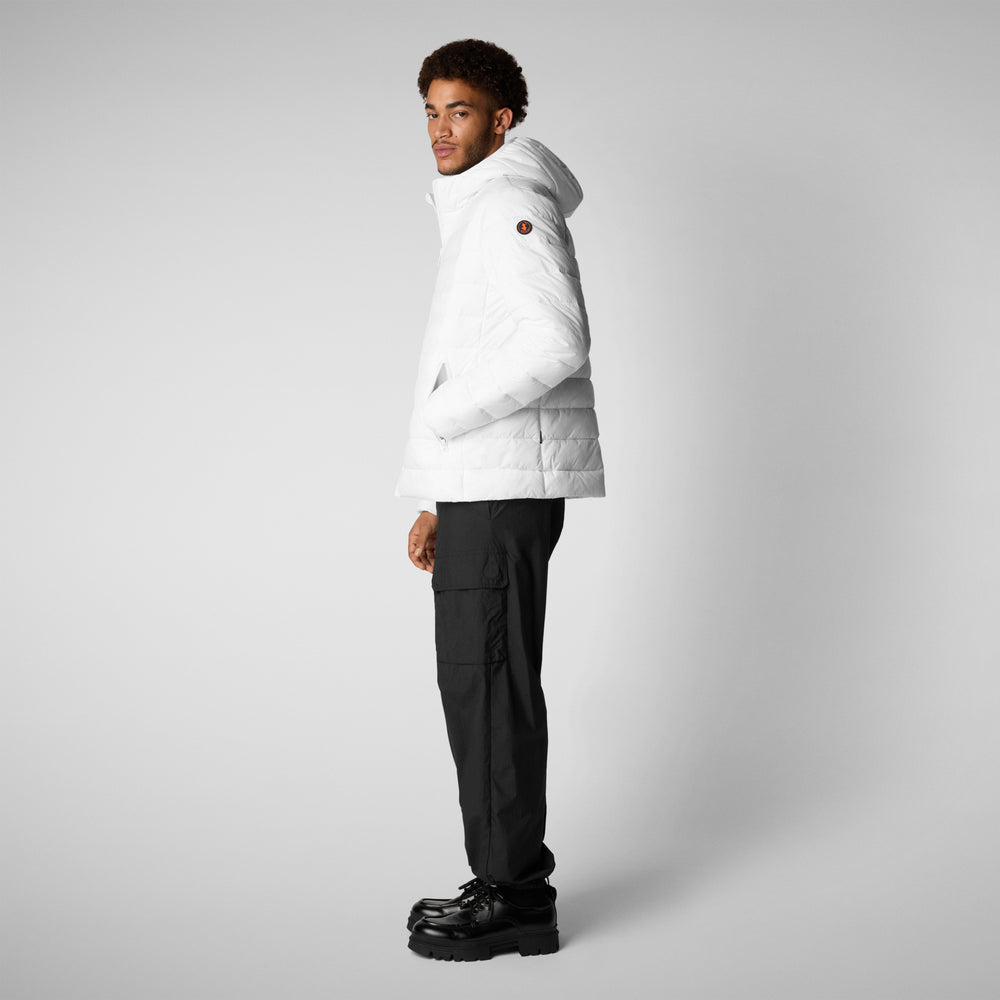 Save The Duck PIUMINO ANIMAL FREE CON CAPPUCCIO UOMO HECTOR BIANCO