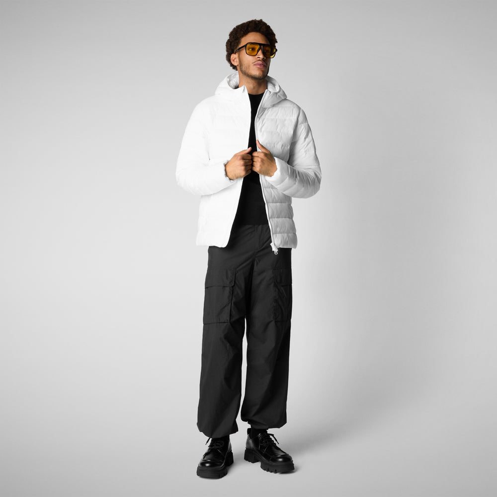 Save The Duck PIUMINO ANIMAL FREE CON CAPPUCCIO UOMO HECTOR BIANCO