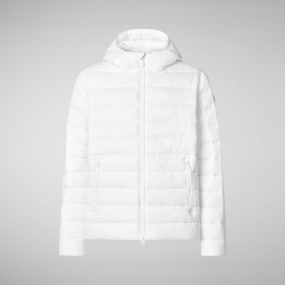 Save The Duck PIUMINO ANIMAL FREE CON CAPPUCCIO UOMO HECTOR BIANCO