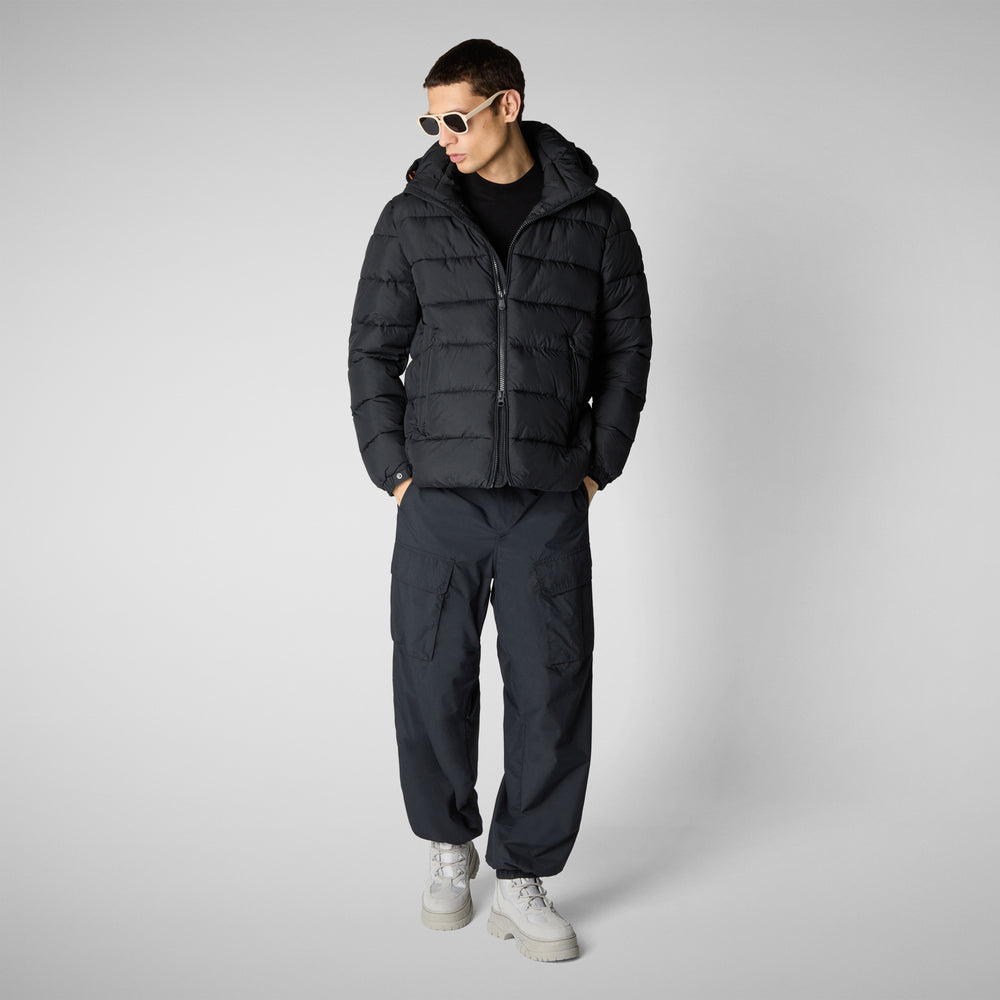 Save The Duck PIUMINO ANIMAL FREE CON CAPPUCCIO UOMO LOIS NERO