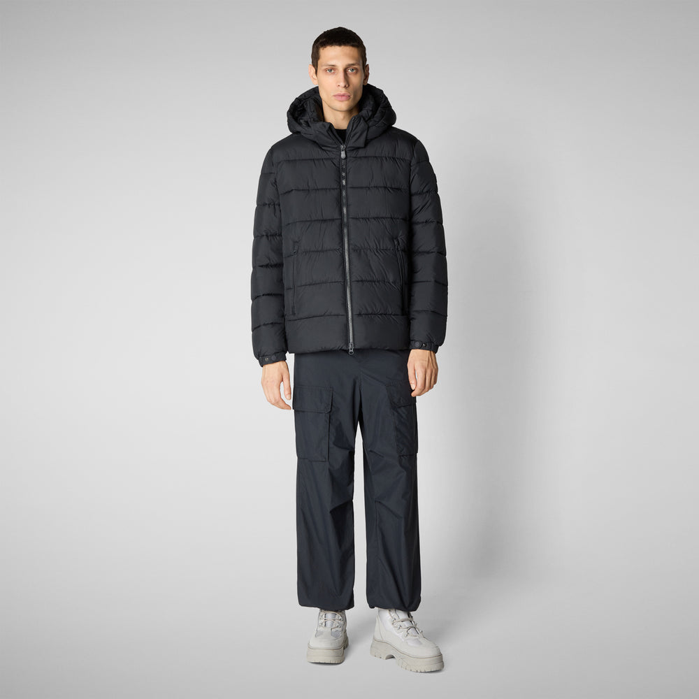 Save the duck PIUMINO ANIMAL FREE CON CAPPUCCIO UOMO LOIS NERO