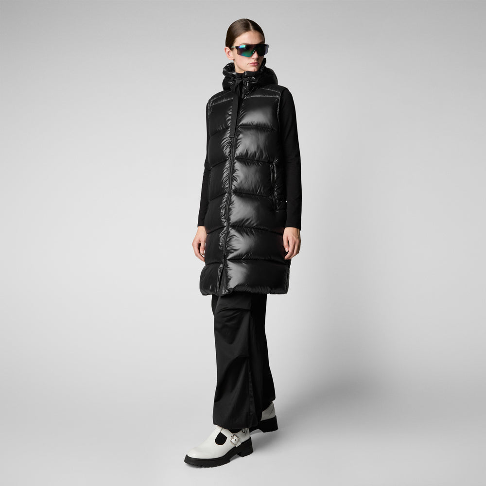 Save The Duck GILET CON CAPPUCCIO DONNA IRIA NERO