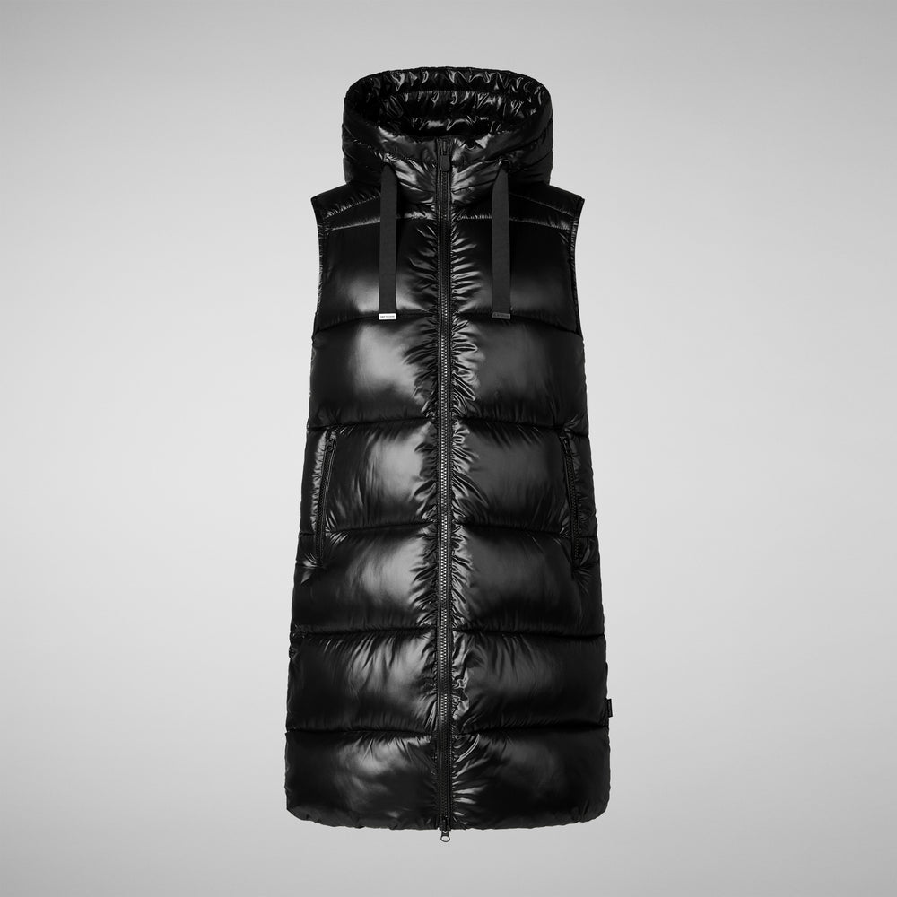 Save The Duck GILET CON CAPPUCCIO DONNA IRIA NERO