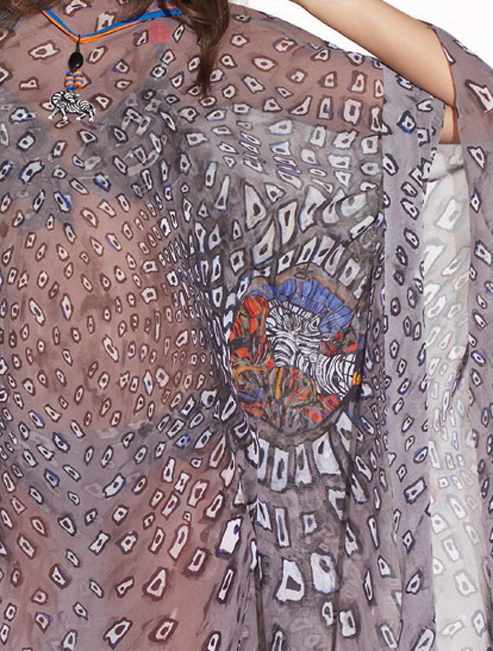 Save The Queen Abito Modello Poncho In Tulle Stampa “zebra”