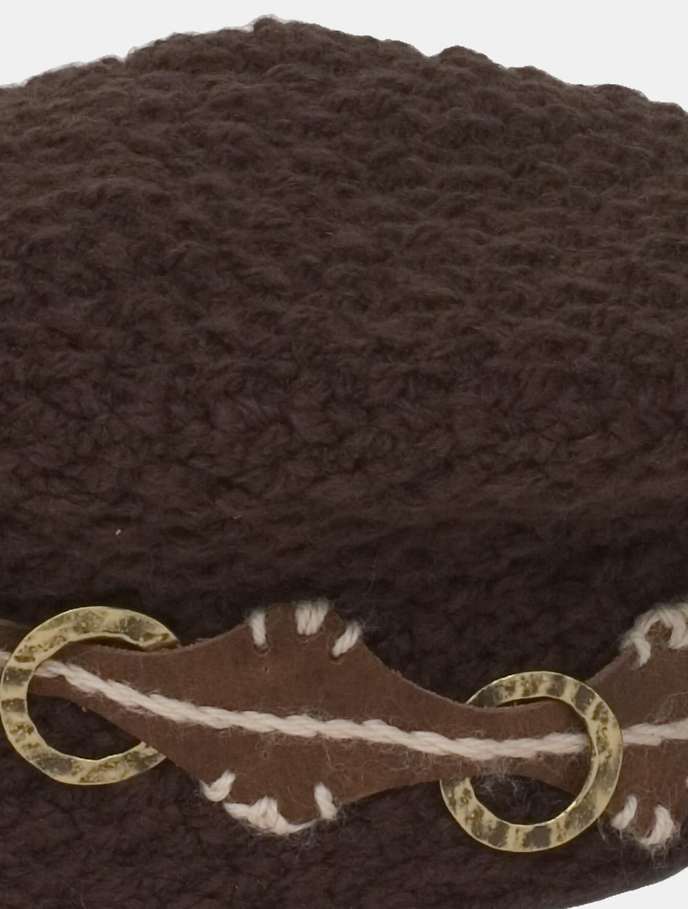 Save The Queen Basco Marrone Cioccolato In Maglia Con Applicazione In Metallo E Pelle