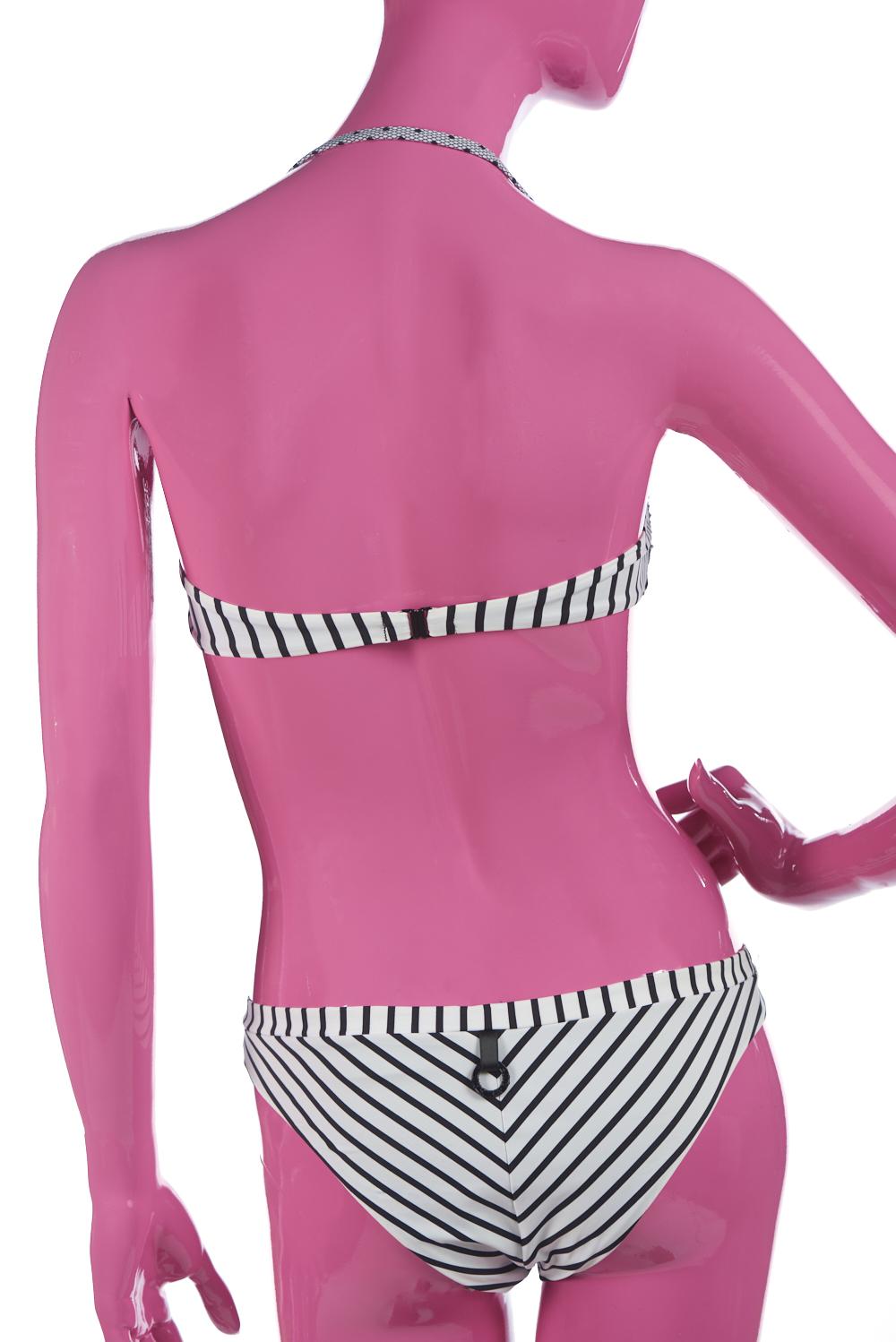 Save The Queen Bikini A Fascia Bianco E Nero Con Dettaglio In Pizzo