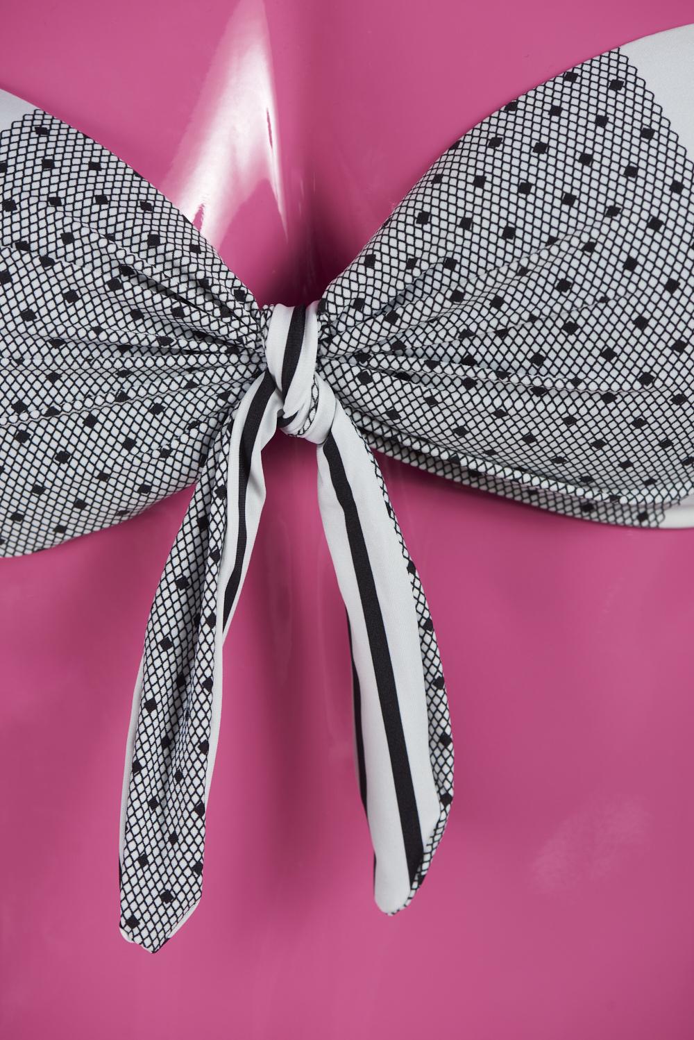 Save The Queen Bikini A Fascia Bianco E Nero Con Dettaglio In Pizzo