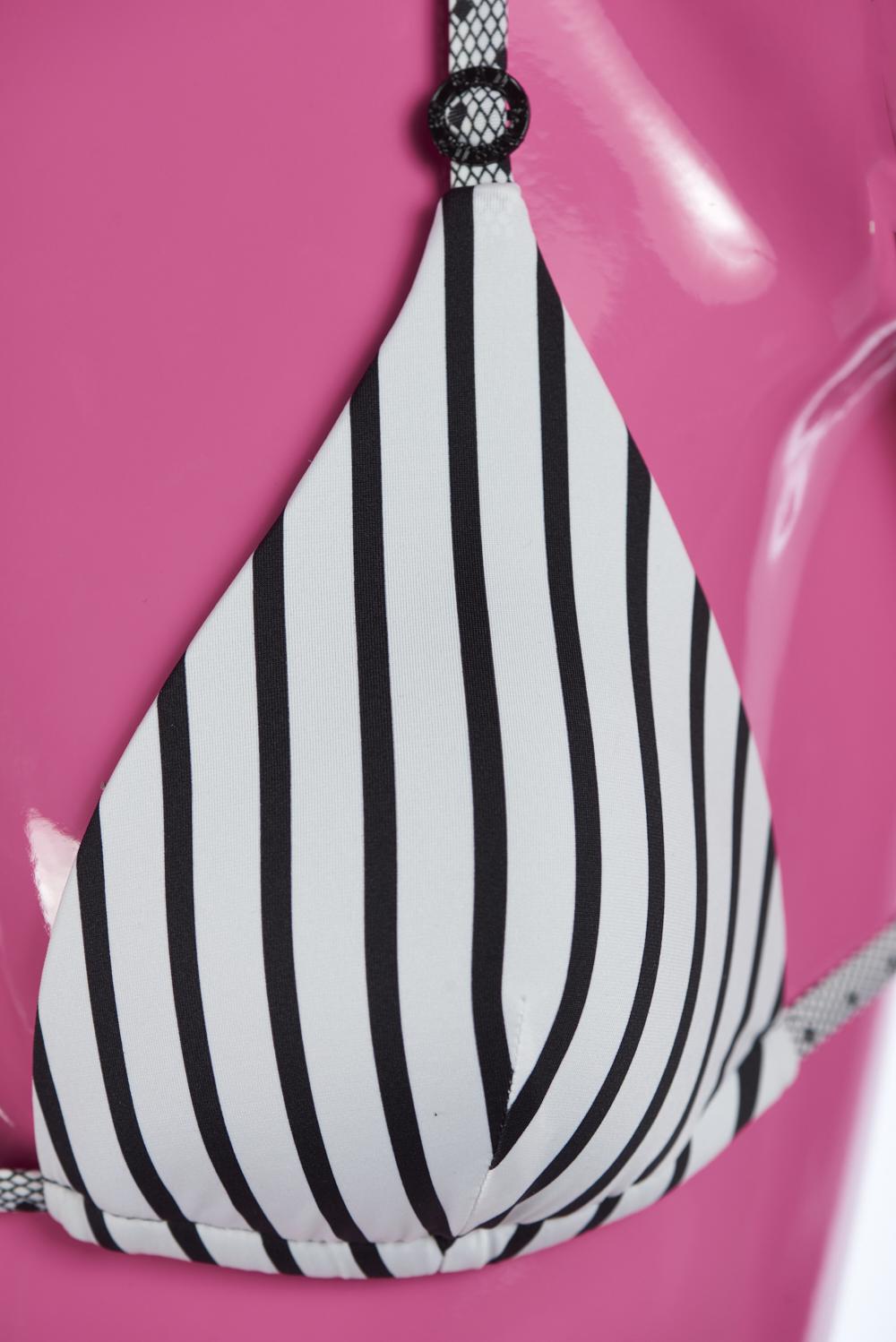 Save The Queen Bikini A Triangolo Bianco E Nero Con Dettaglio In Pizzo