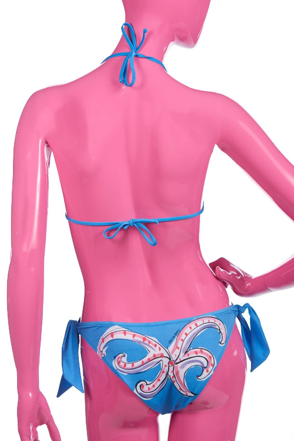 Save The Queen Bikini Celeste A Triangolo Con Stampa Polipi E Meduse