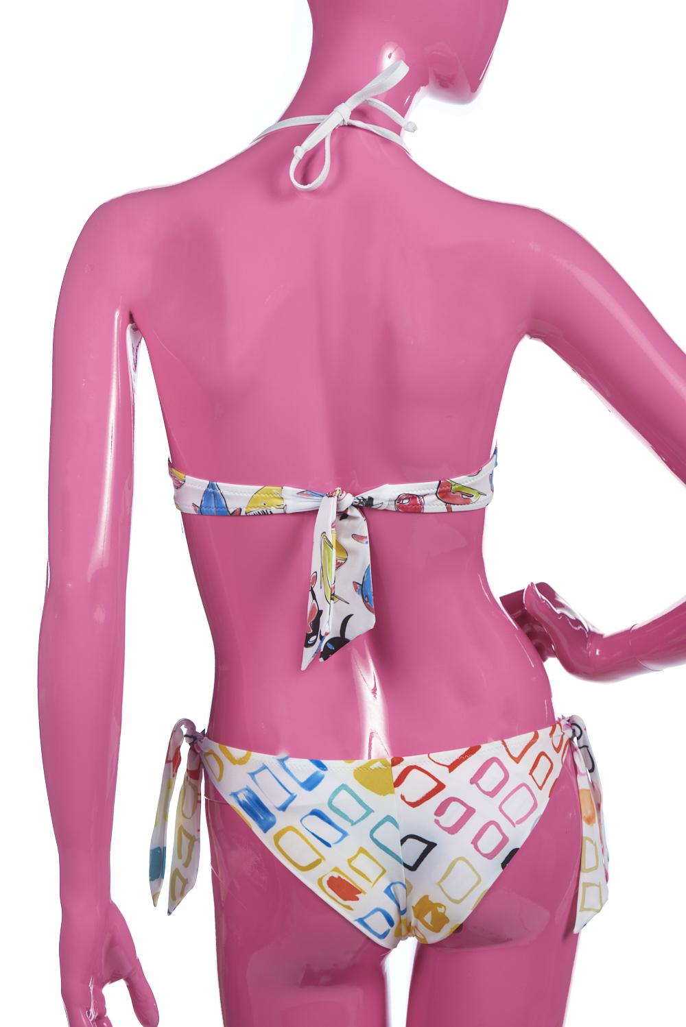 Save The Queen Bikini Con Reggiseno A Coppa Push-up Con Stampa Pesci E Geometrica