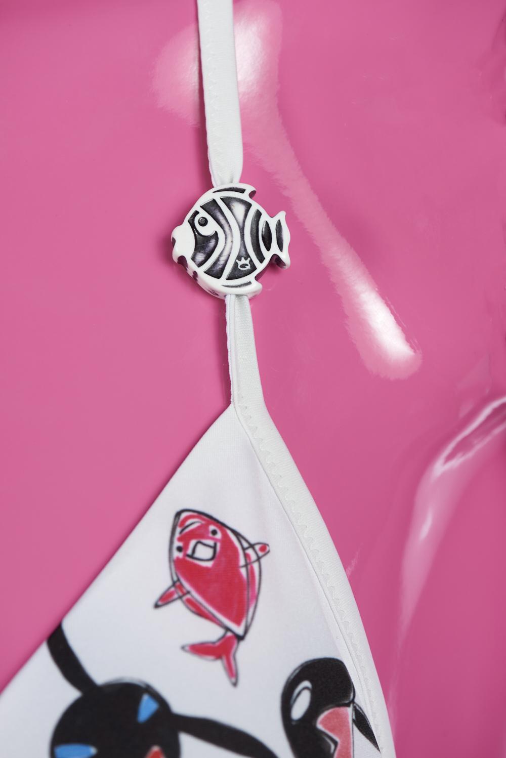 Save The Queen Bikini Con Reggiseno A Triangolo Con Stampa Pesci E Geometrica