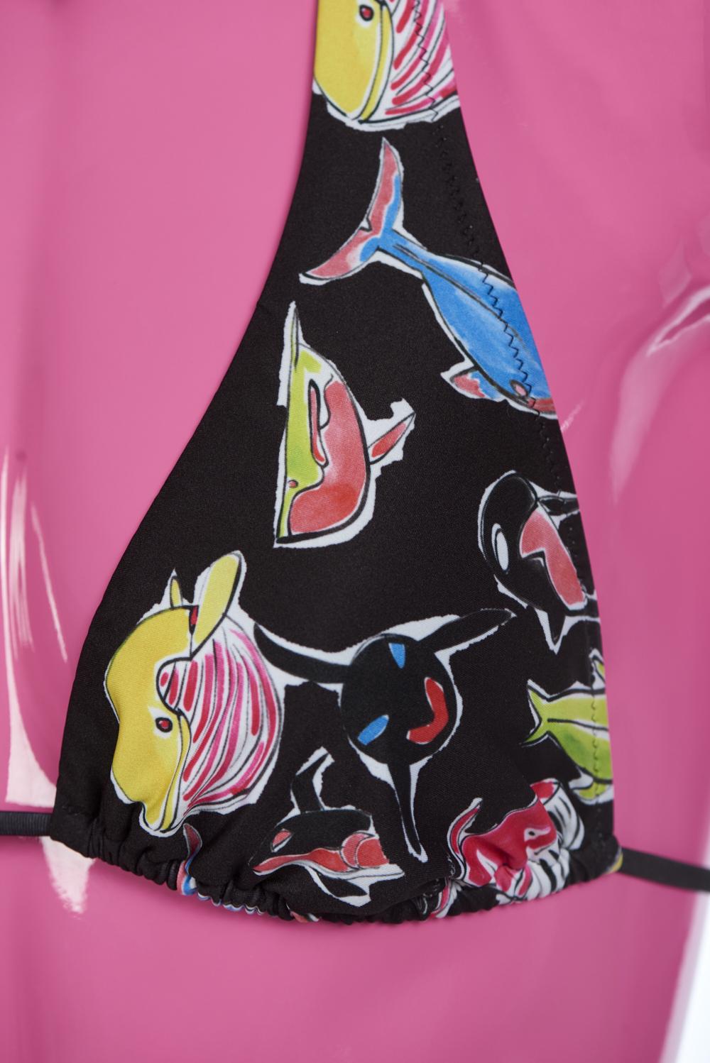 Save The Queen Bikini Con Reggiseno A Triangolo Con Stampa Pesci