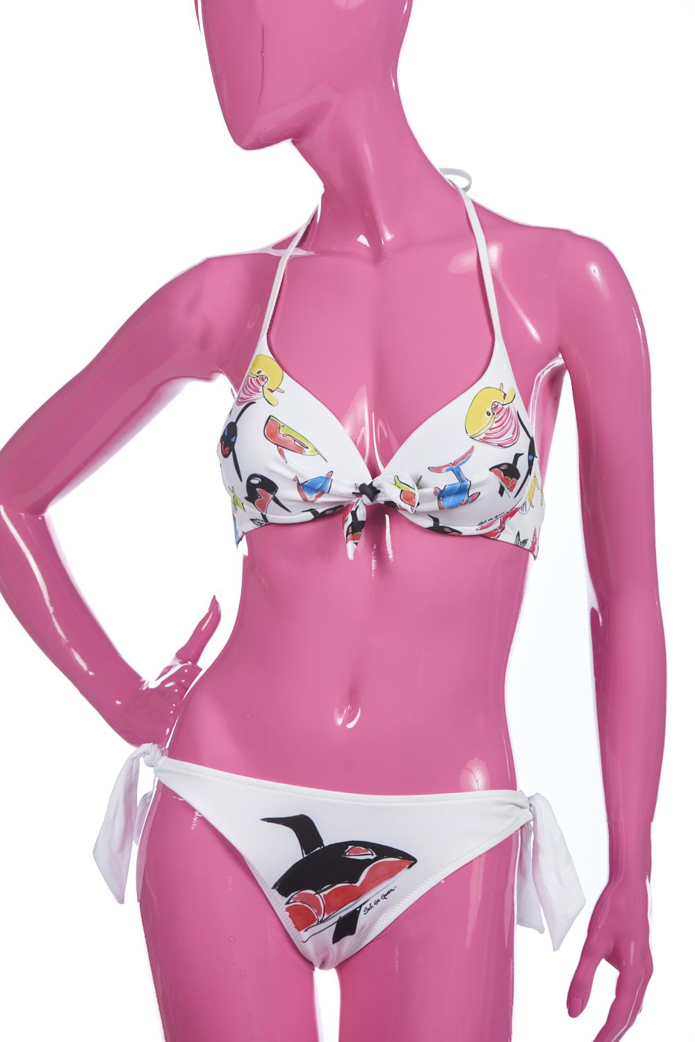Save The Queen Bikini con reggiseno con coppa push-up con stampa pesci