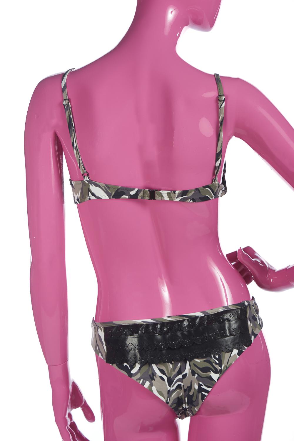 Save The Queen Bikini Con Reggiseno Pus-up Con Stampa Camouflage E Dettagli In Eco Pelle