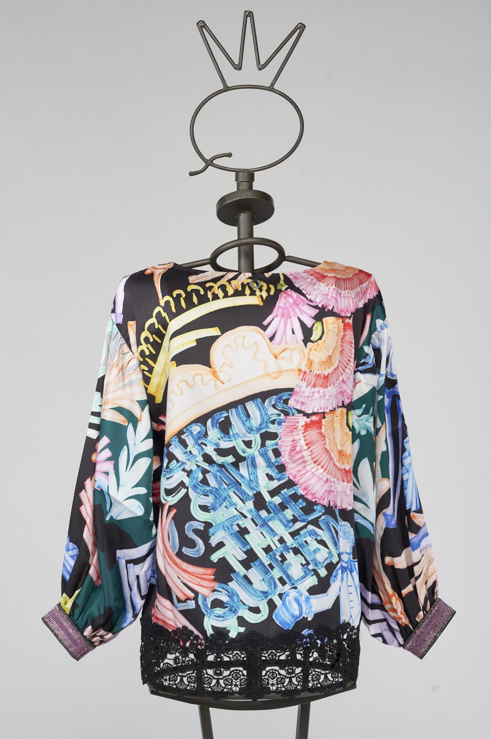 Save The Queen Blusa In Raso Con Stampa Dedicata Al Circo