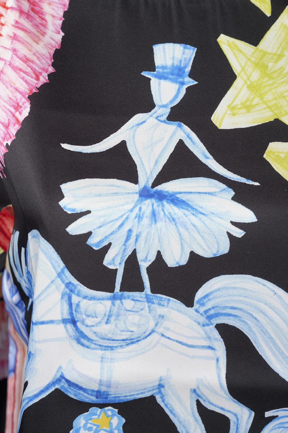 Save The Queen Blusa In Raso Con Stampa Dedicata Al Circo