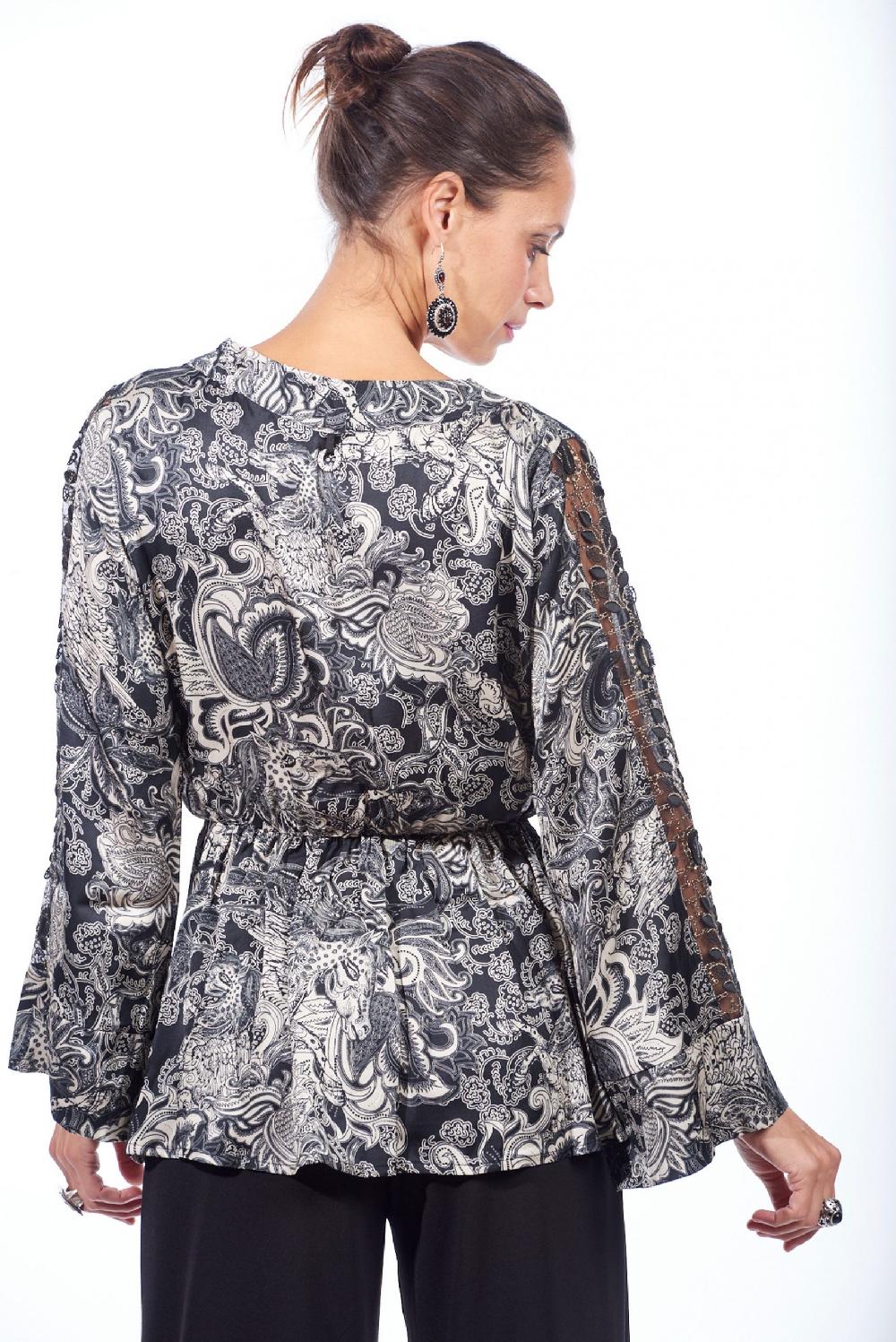 Save The Queen Blusa In Raso Con Stampa Rinascimentale