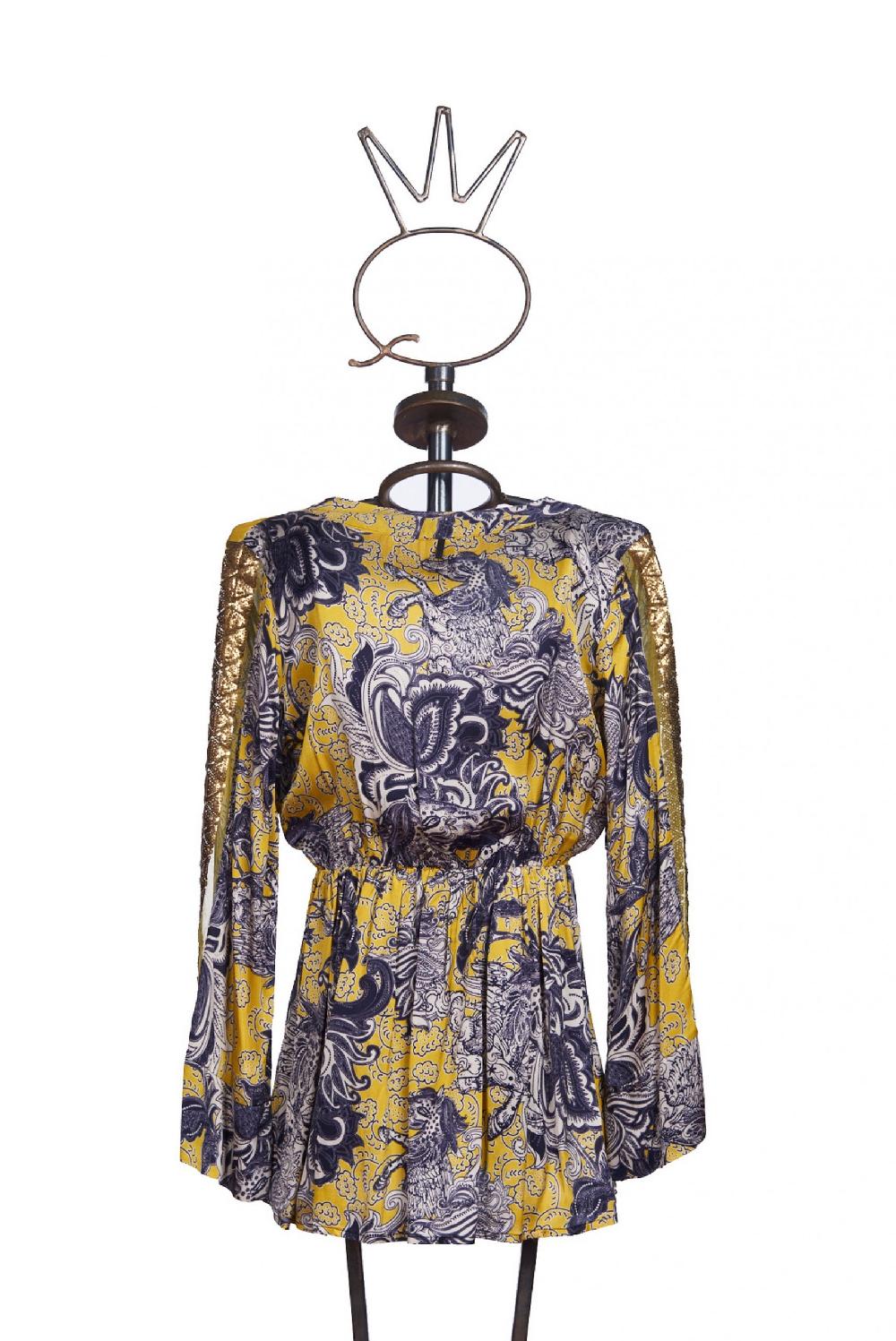 Save The Queen Blusa In Raso Con Stampa Rinascimentale