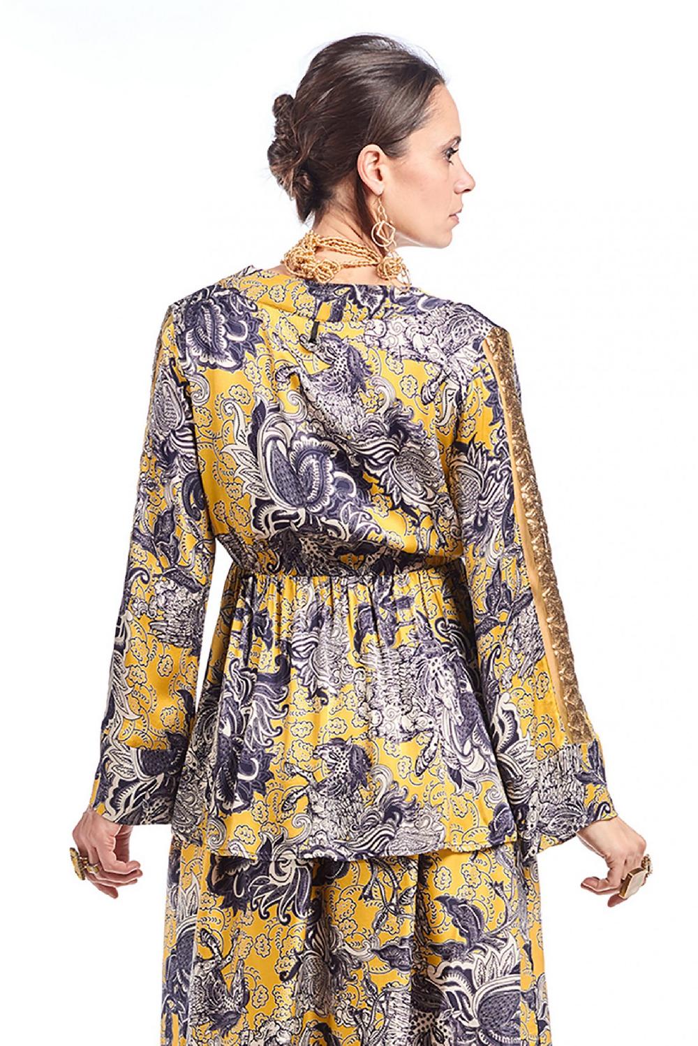 Save The Queen Blusa In Raso Con Stampa Rinascimentale