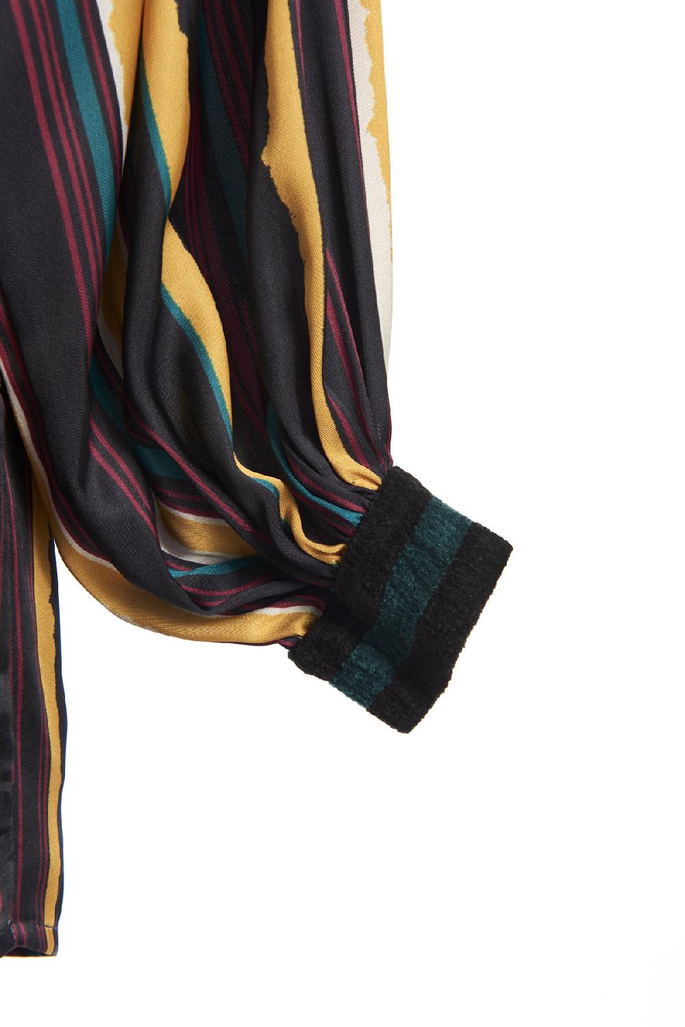 Save The Queen Blusa In Raso Con Stampe Geometriche