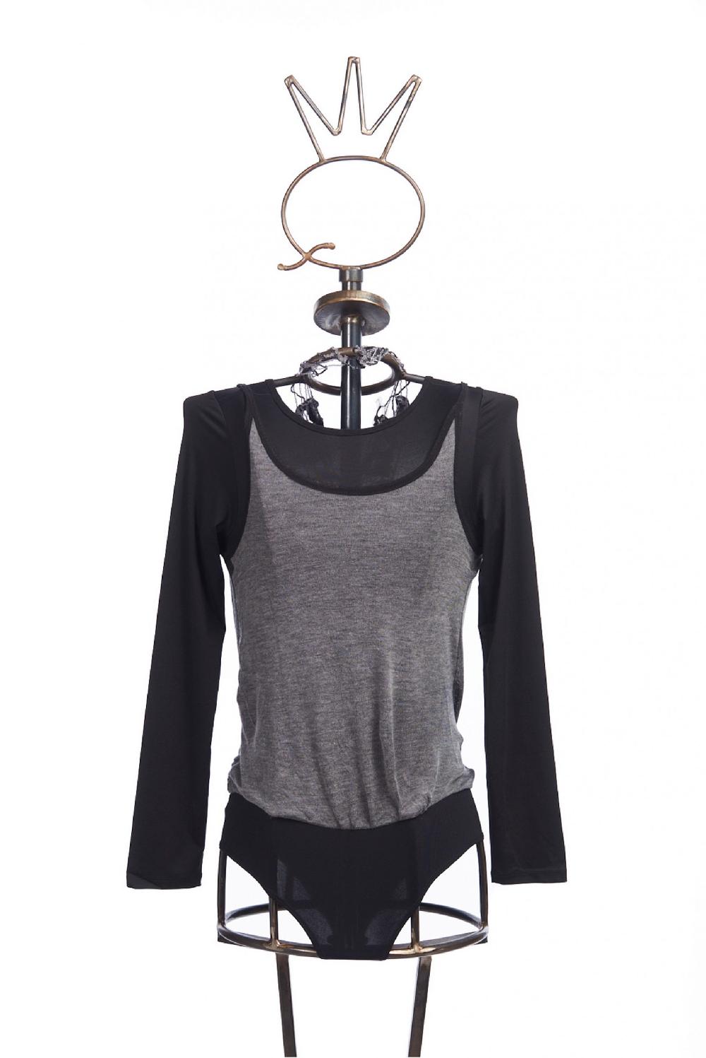 Save The Queen Body In Jersey Nero Con Top In Maglia Grigia