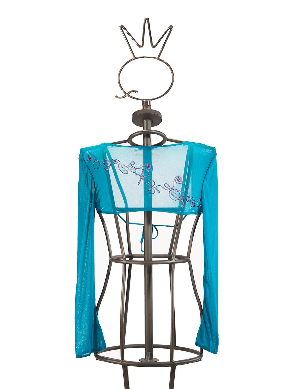 Save The Queen Bolero Blu Petrolio Con Ruches E Ricamo