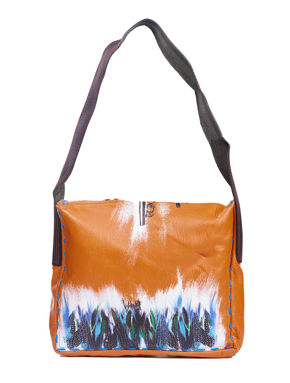 Save The Queen Borsa A Postina In Eco Pelle Arancio Dipinta A Mano