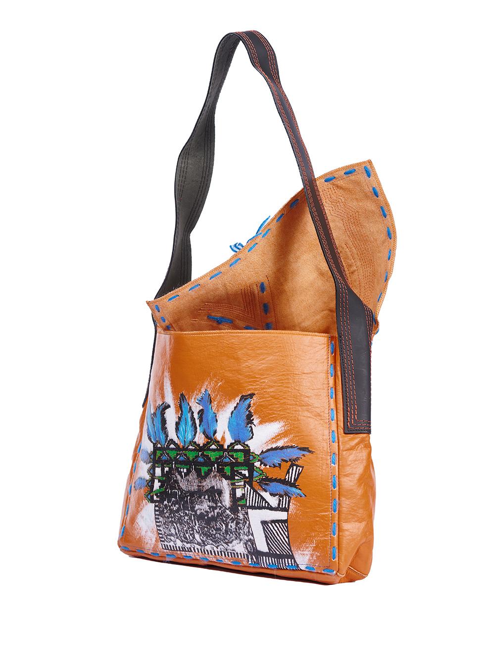 Save The Queen Borsa A Postina In Eco Pelle Arancio Dipinta A Mano