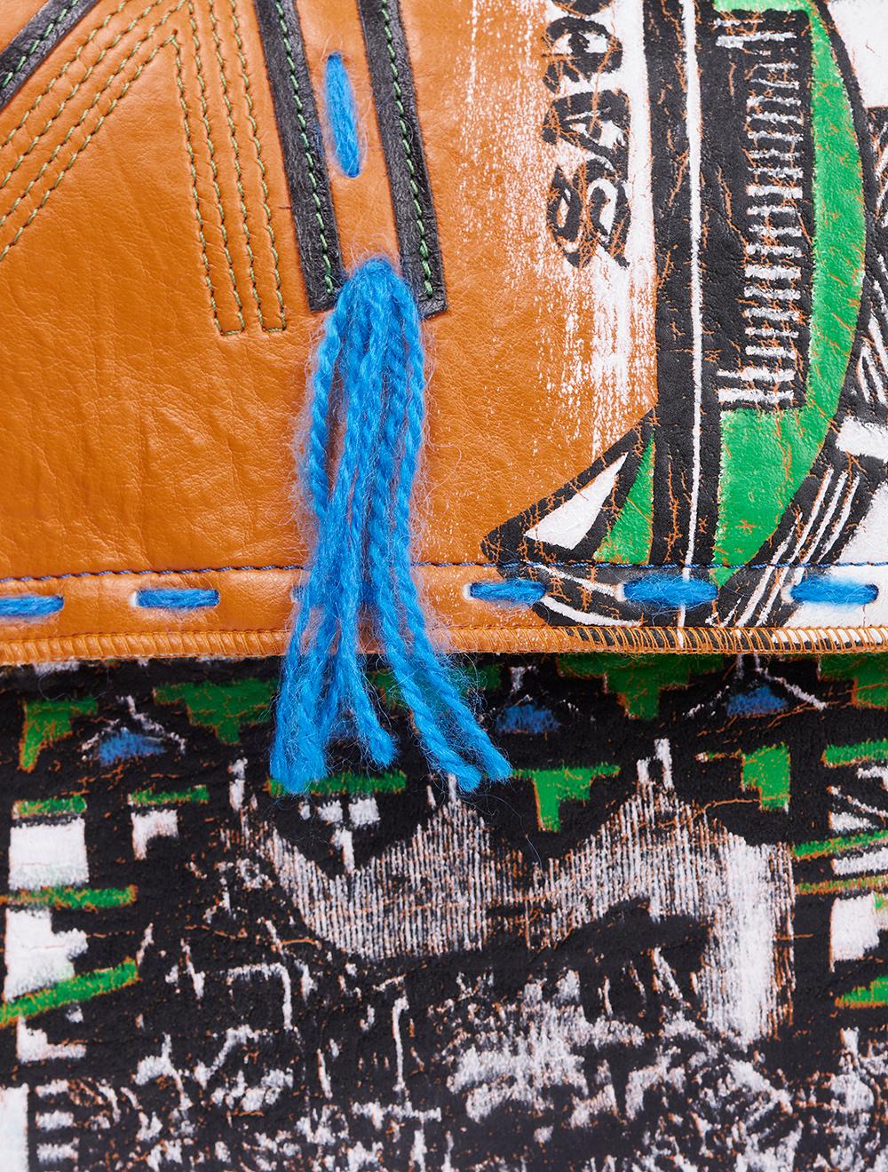 Save The Queen Borsa A Postina In Eco Pelle Arancio Dipinta A Mano