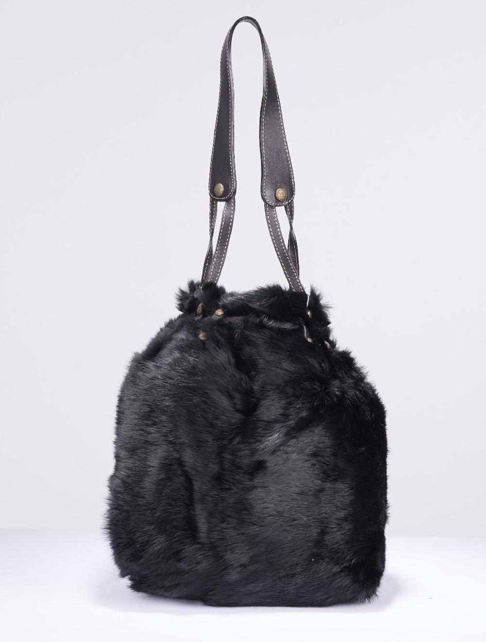 Save The Queen Borsa A Spalla In Lapin E Pelle Nera