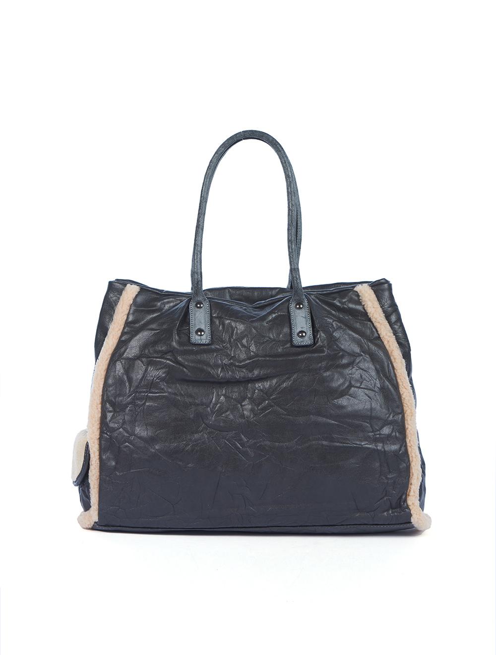 Save The Queen Borsa Grande In Eco Pelle E Cavallino Grigio Con Ricamo