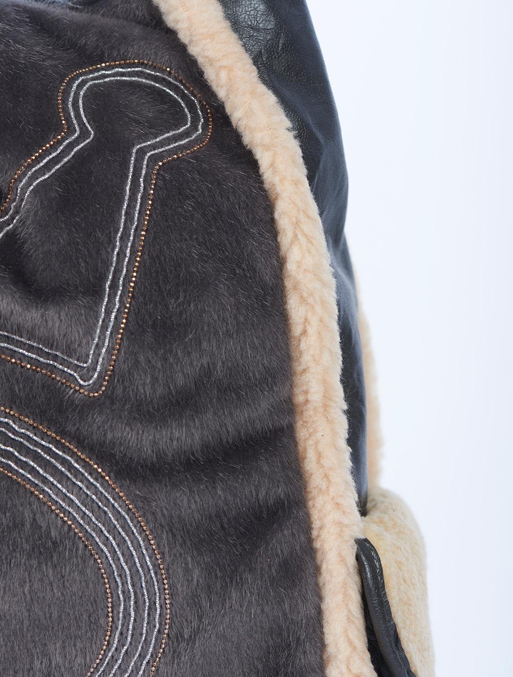 Save The Queen Borsa Grande In Eco Pelle E Cavallino Grigio Con Ricamo