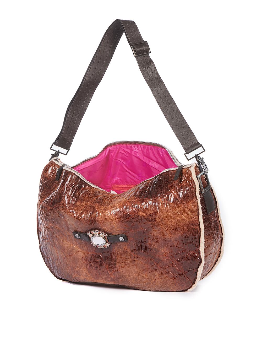 Save The Queen Borsa In Eco Pelle Color Cognac Con Applicazione Gioiello A Sorpresa