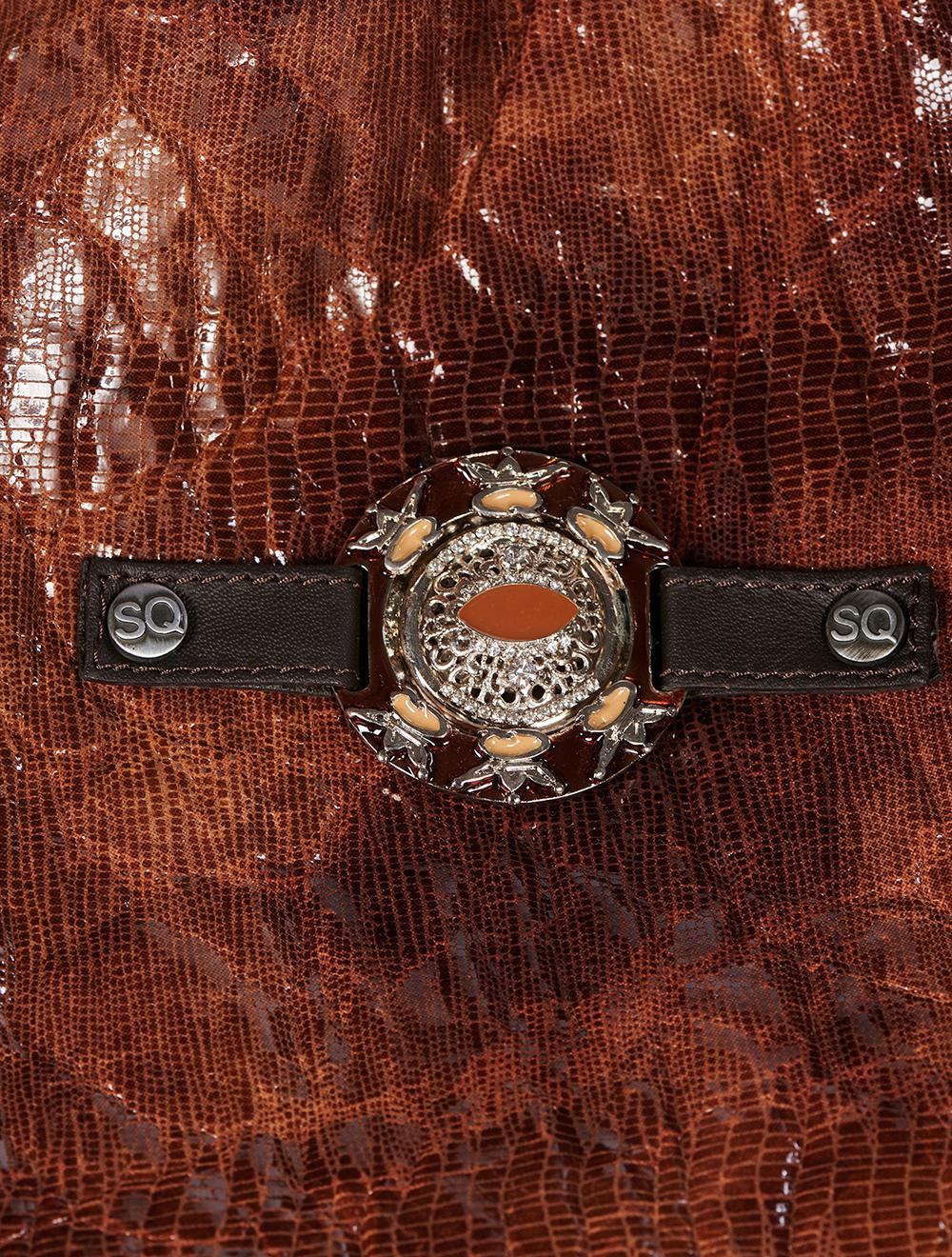 Save The Queen Borsa In Eco Pelle Color Cognac Con Applicazione Gioiello A Sorpresa