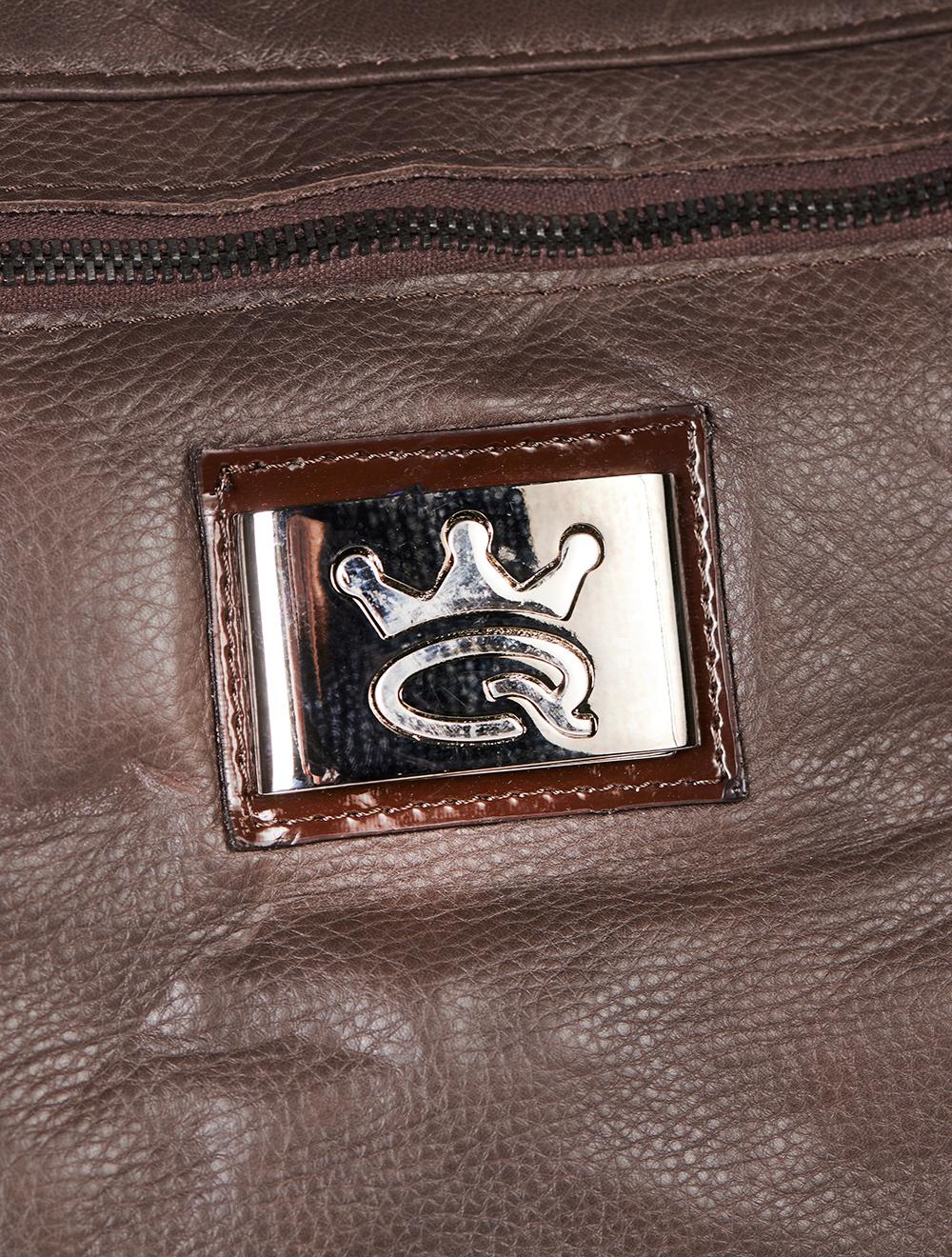 Save The Queen Borsa In Eco Pelle Lucida E Pelle Marrone