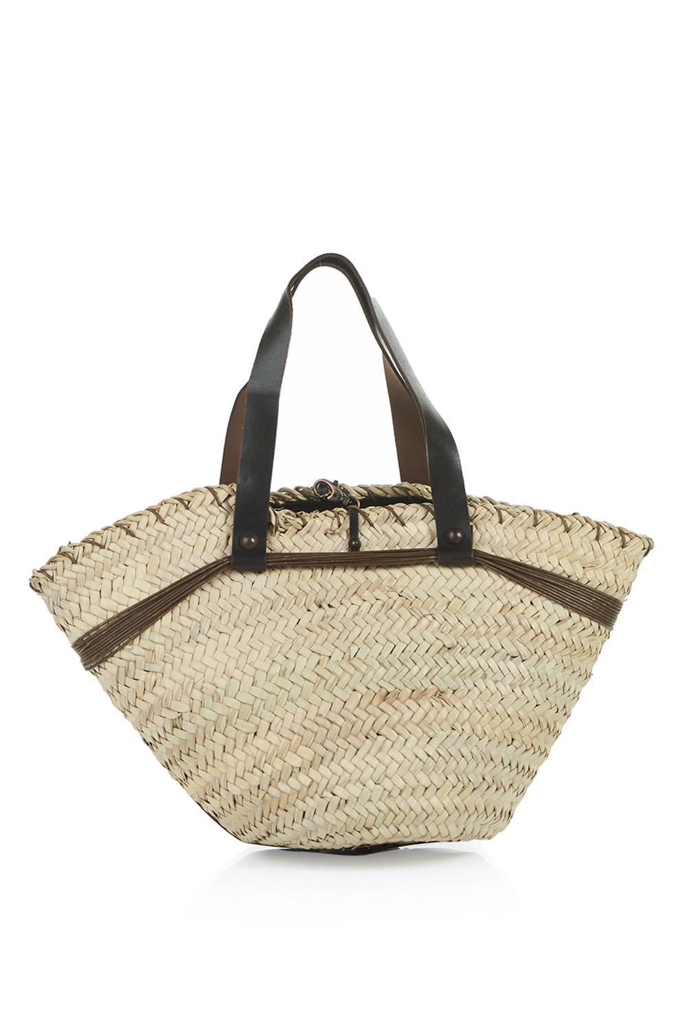 Save The Queen Borsa In Paglia E Pelle Con Decorazioni