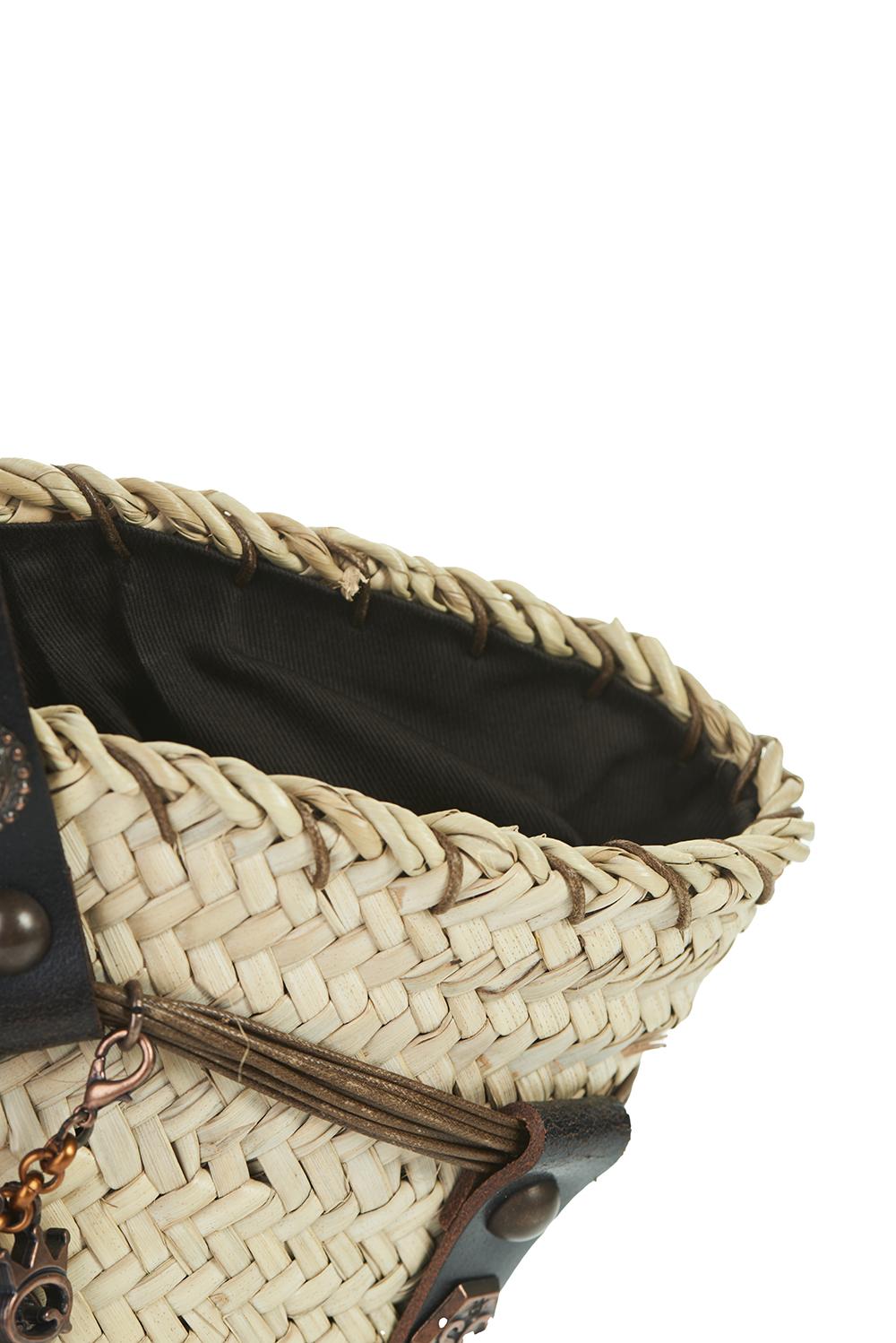 Save The Queen Borsa In Paglia E Pelle Con Decorazioni