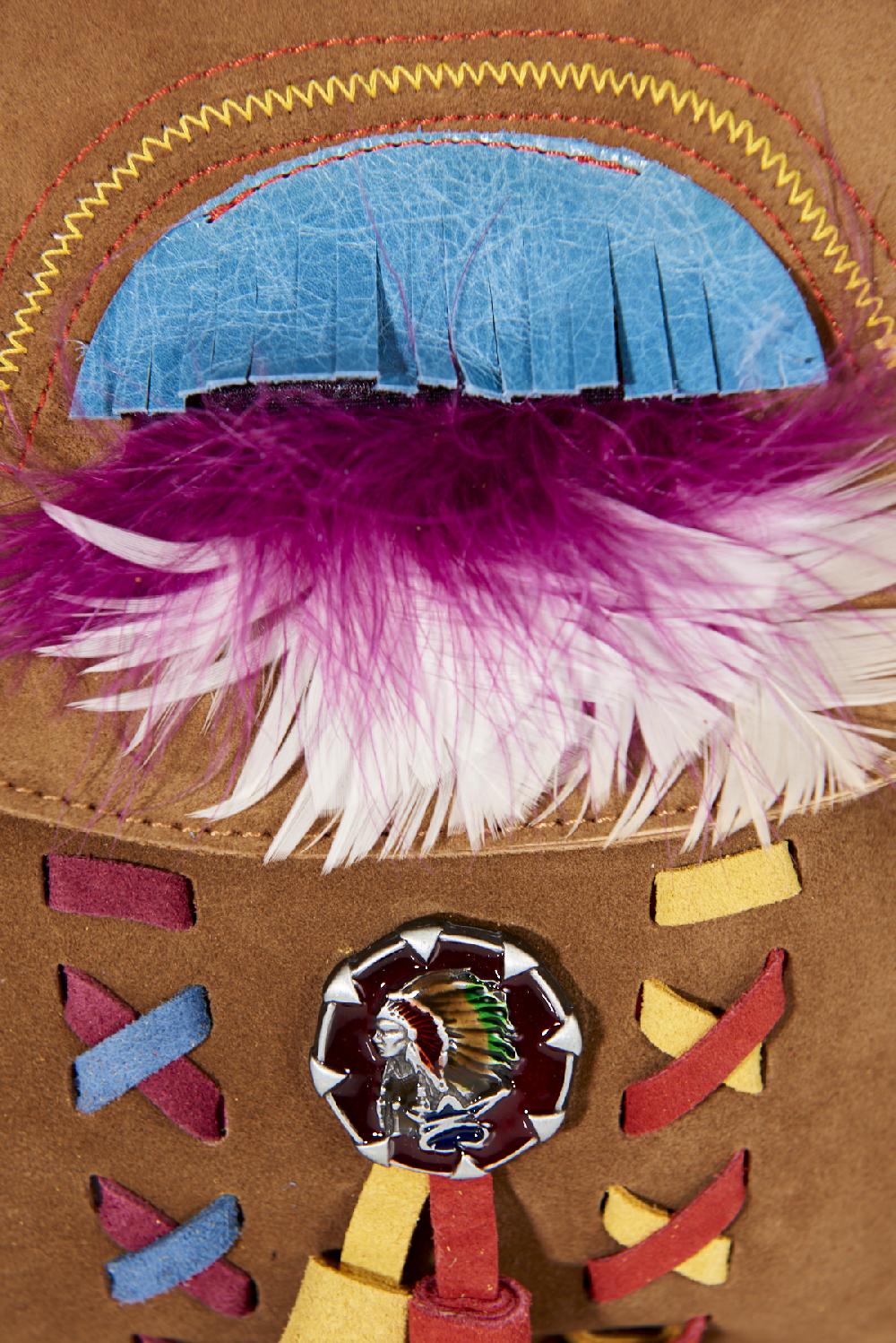 Save The Queen Borsa In Pelle Con Applicazioni Dedicate Agli Indiani D’America