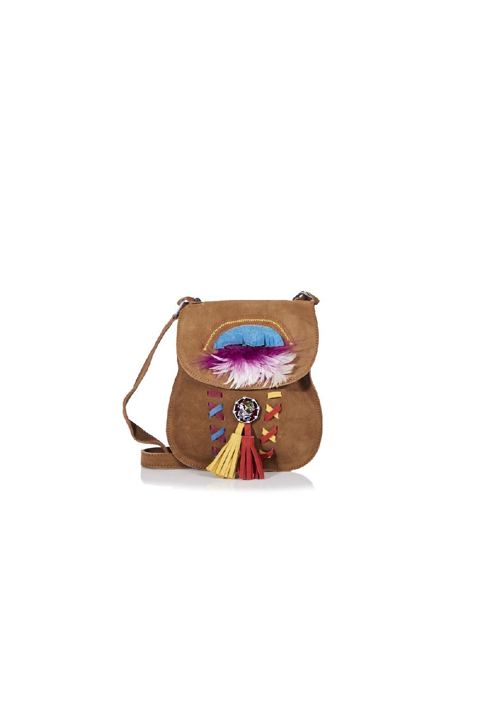 Save The Queen Borsa in pelle con applicazioni dedicate agli Indiani d’America