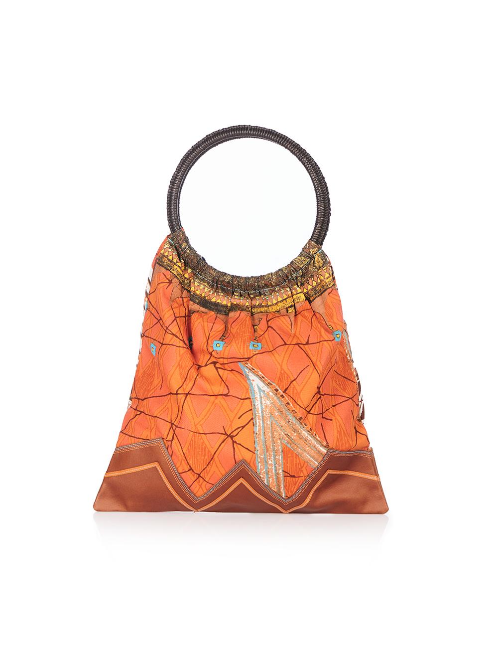 Save The Queen Borsa In Tessuto Stampato Con Disegno Etnico E Dettagli In Pelle